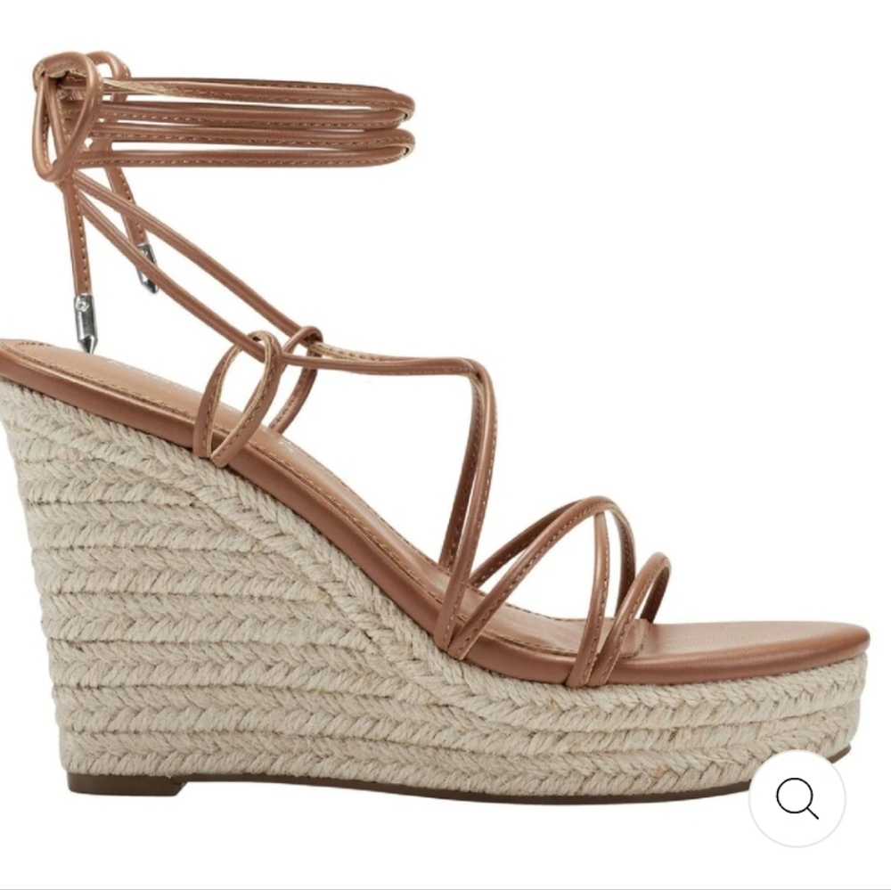 MARC FISHER KYLE WOMENS  LEATHER LACE UP ESPADRILLE WEDGES SIZE 8.5 - Picture 2 of 14